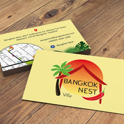 Création d’un logo, de cartes de visite et de goodies pour Bangkok Nest