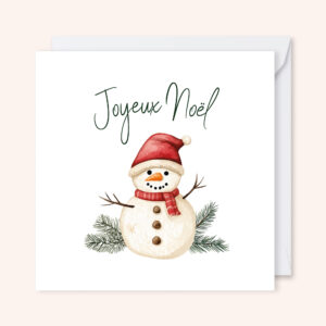 carte de voeux illustration aquarelle noël bonhomme de neige