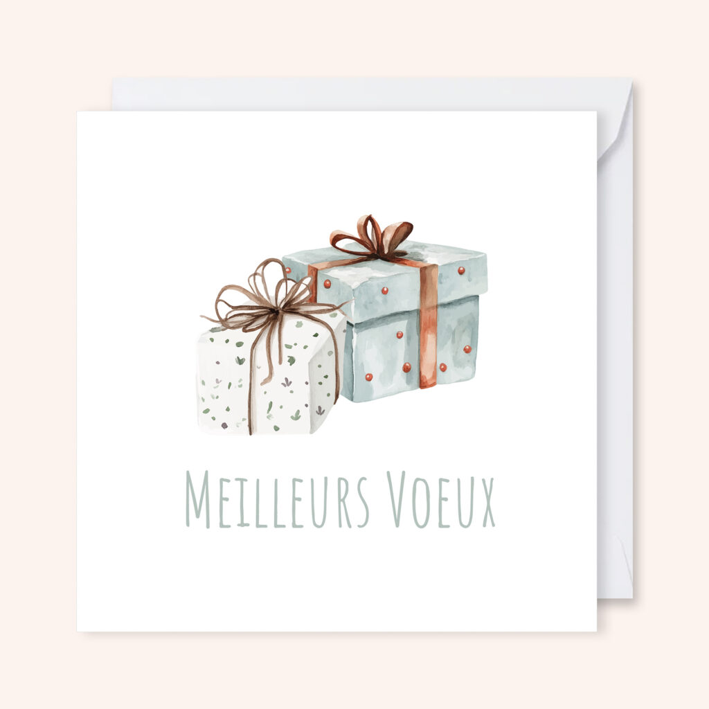 carte de voeux illustration aquarelle noël cadeaux