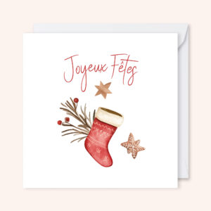 carte de voeux illustration aquarelle noël chaussettes noël