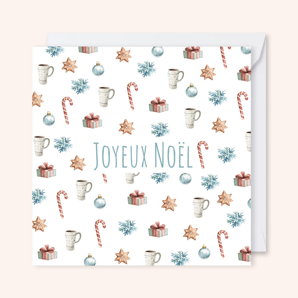 carte de voeux illustration aquarelle noël décoration