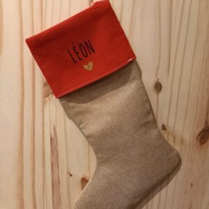 Chaussette de Noël, bas de noel, botte de noël rouge et jute