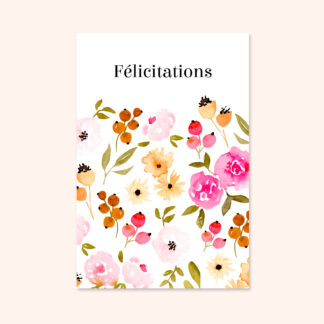 FÉLICITATIONS FLEURS AQUARELLE